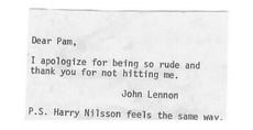 John Lennon to actress Pam Grier; 1974