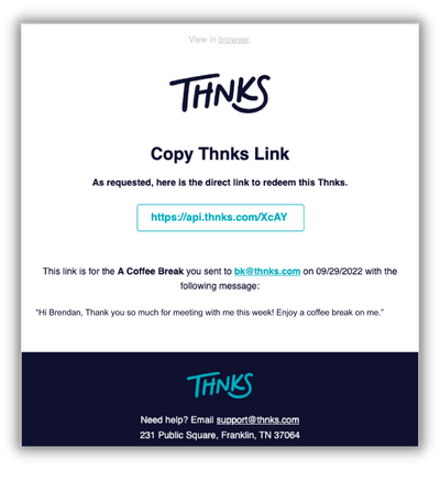 copy thnks link email